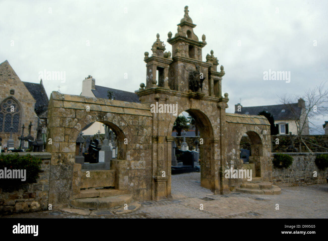 France, Brittany. Argol, Church and Calvery Stock Photo - Alamy