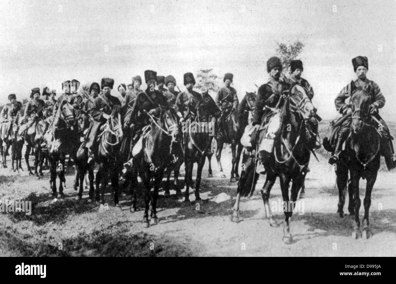 A troop of Cossack cavalry serving in the Russian Imperial Army, c1914. Stock Photo