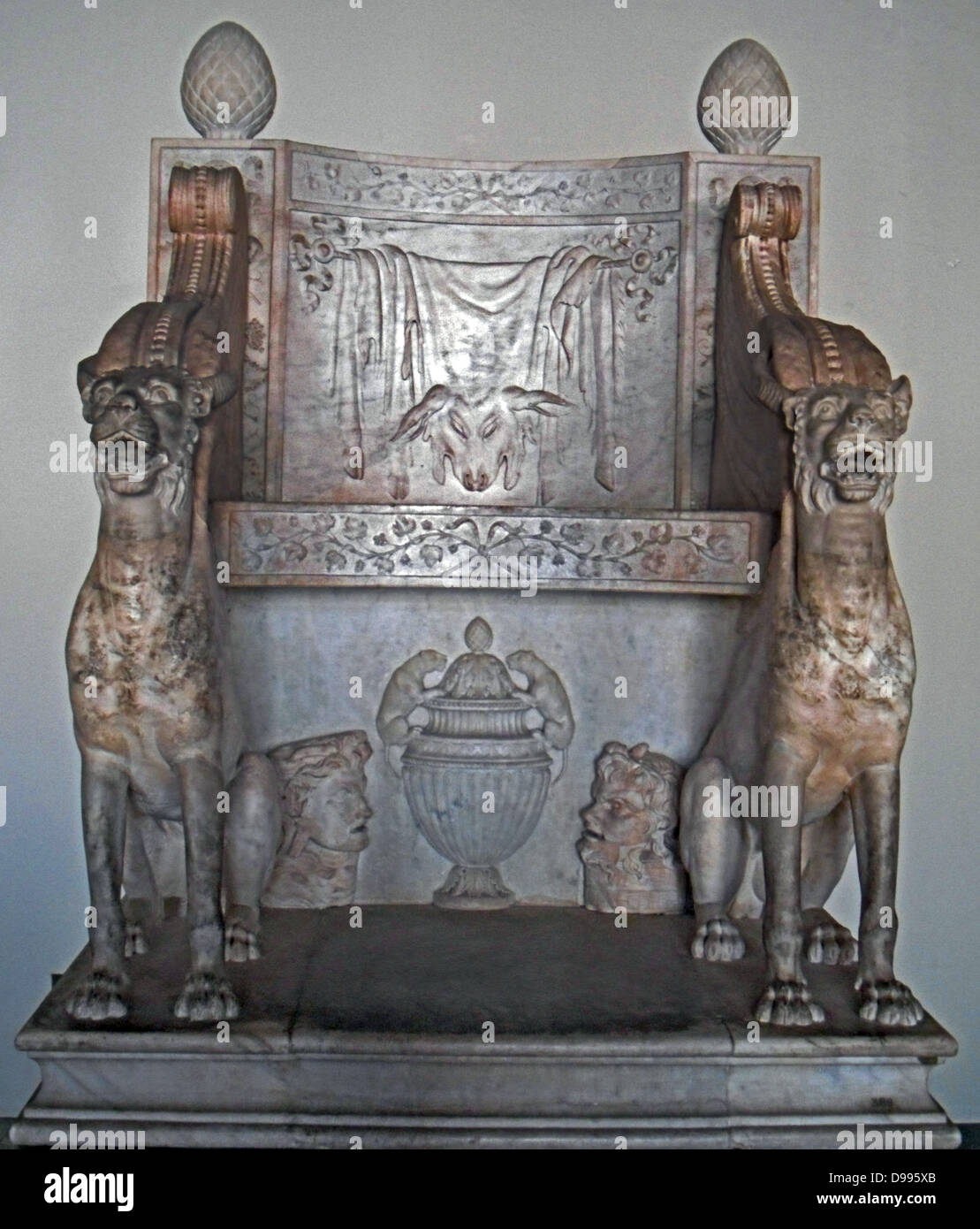 Vatican Collection.  Throne of a priest of Bacchus, Marble Stock Photo