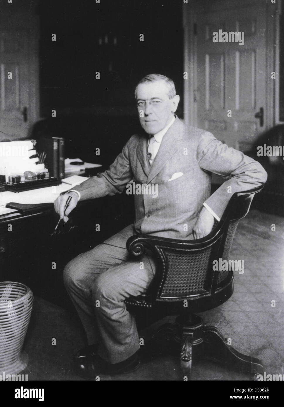 Thomas Woodrow Wilson (December 28, 1856 – February 3, 1924) was the 28th President of the United States 1913-1921. Stock Photo
