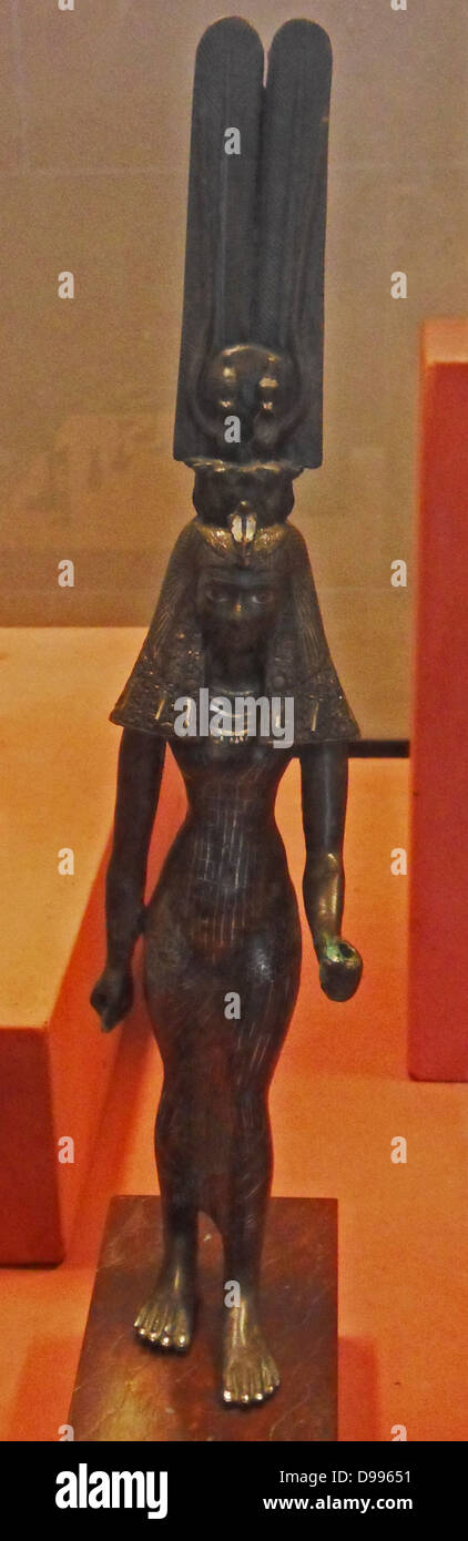 Statue of a goddess of Ancient Egypt; either Isis or Hathor. Stock Photo