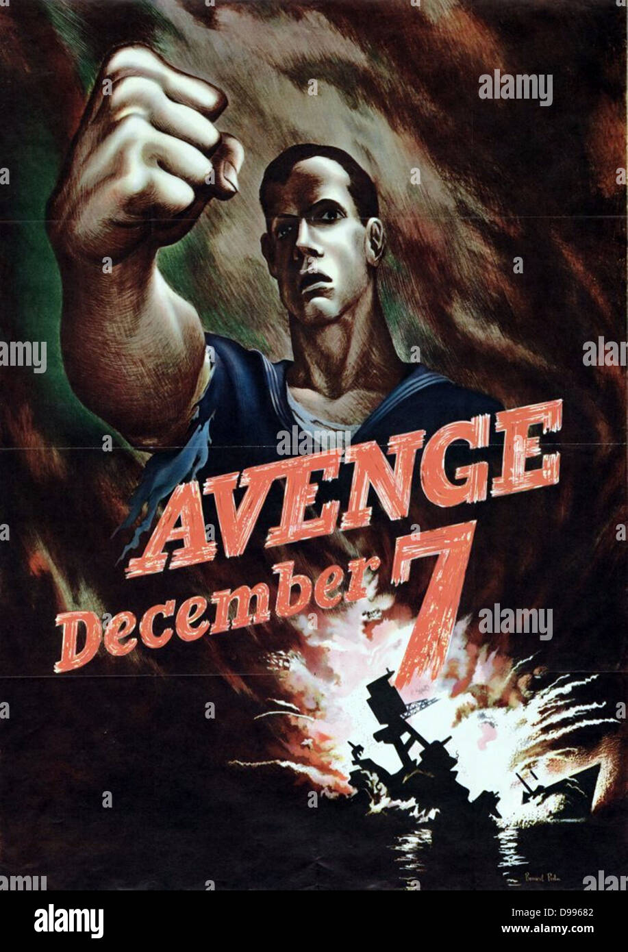 Avenge 7th December   American poster after Pearl Harbour attack by Japan 1941   Collection Stock Photo