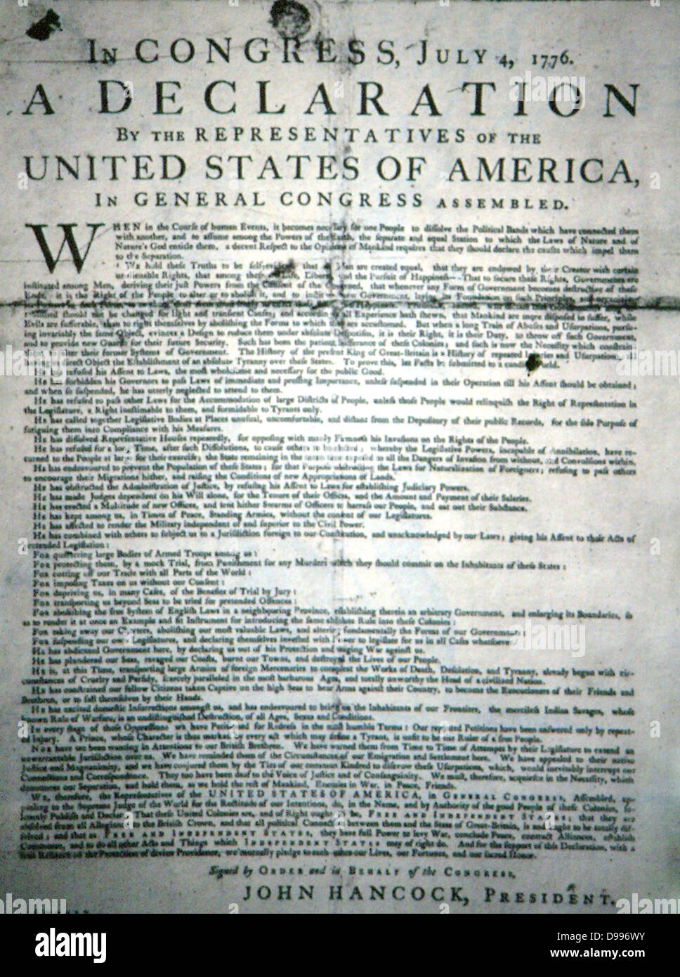 john hancock signing the declaration of independence
