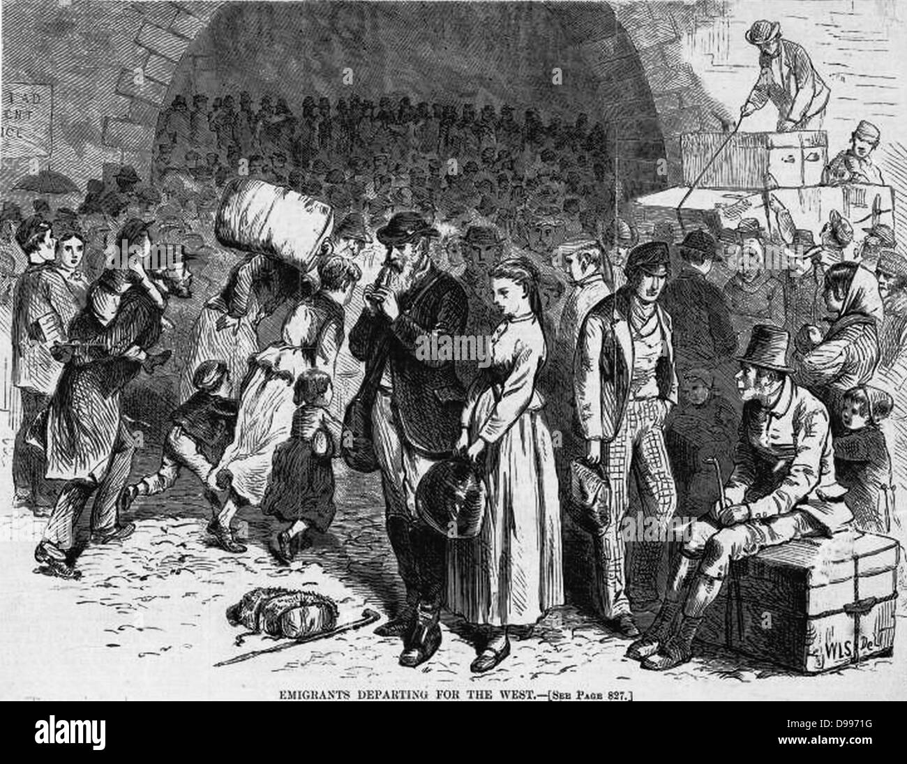 Emigrants departing for the West. 1871 Stock Photo