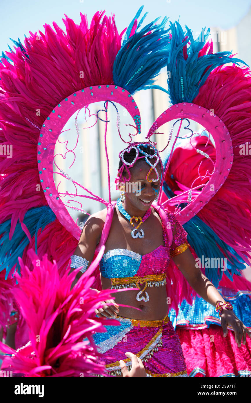 Colorful portrait of a Carnaval dancer in Mission District, San Francisco, California, USA Stock Photo