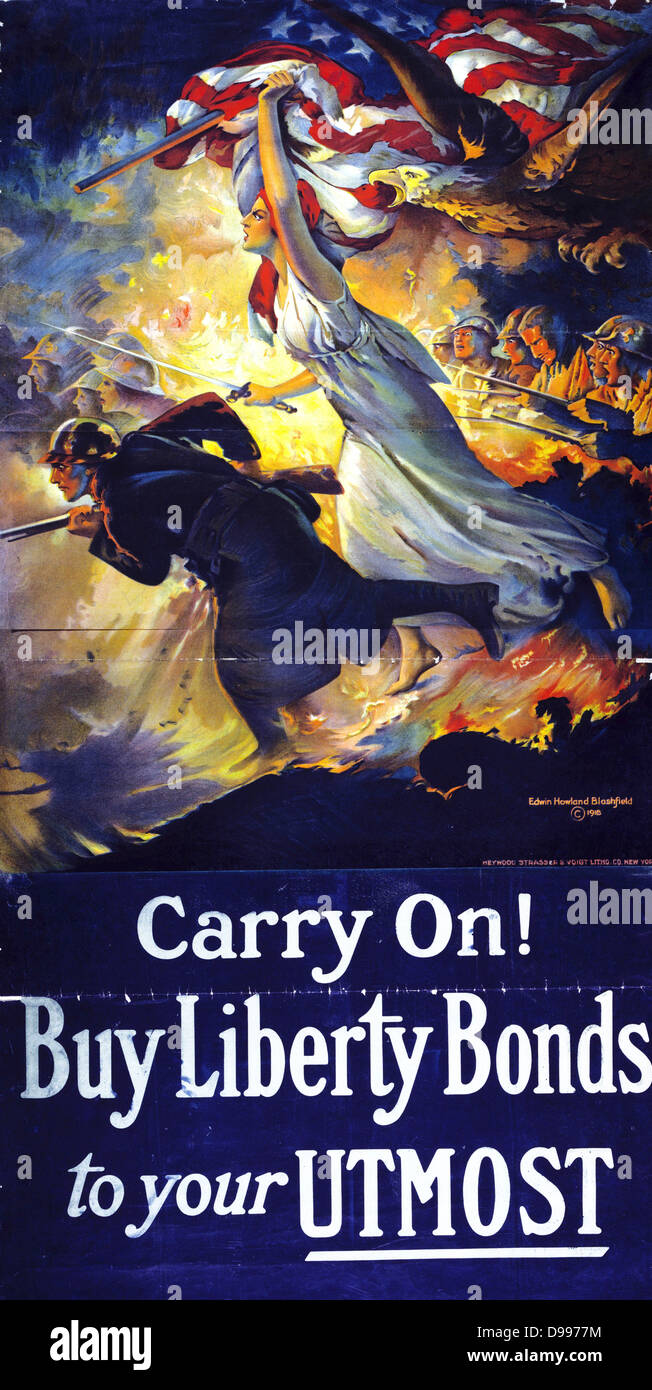 American World War I poster 'Carry on! Buy Liberty Bonds' 1917 Stock Photo