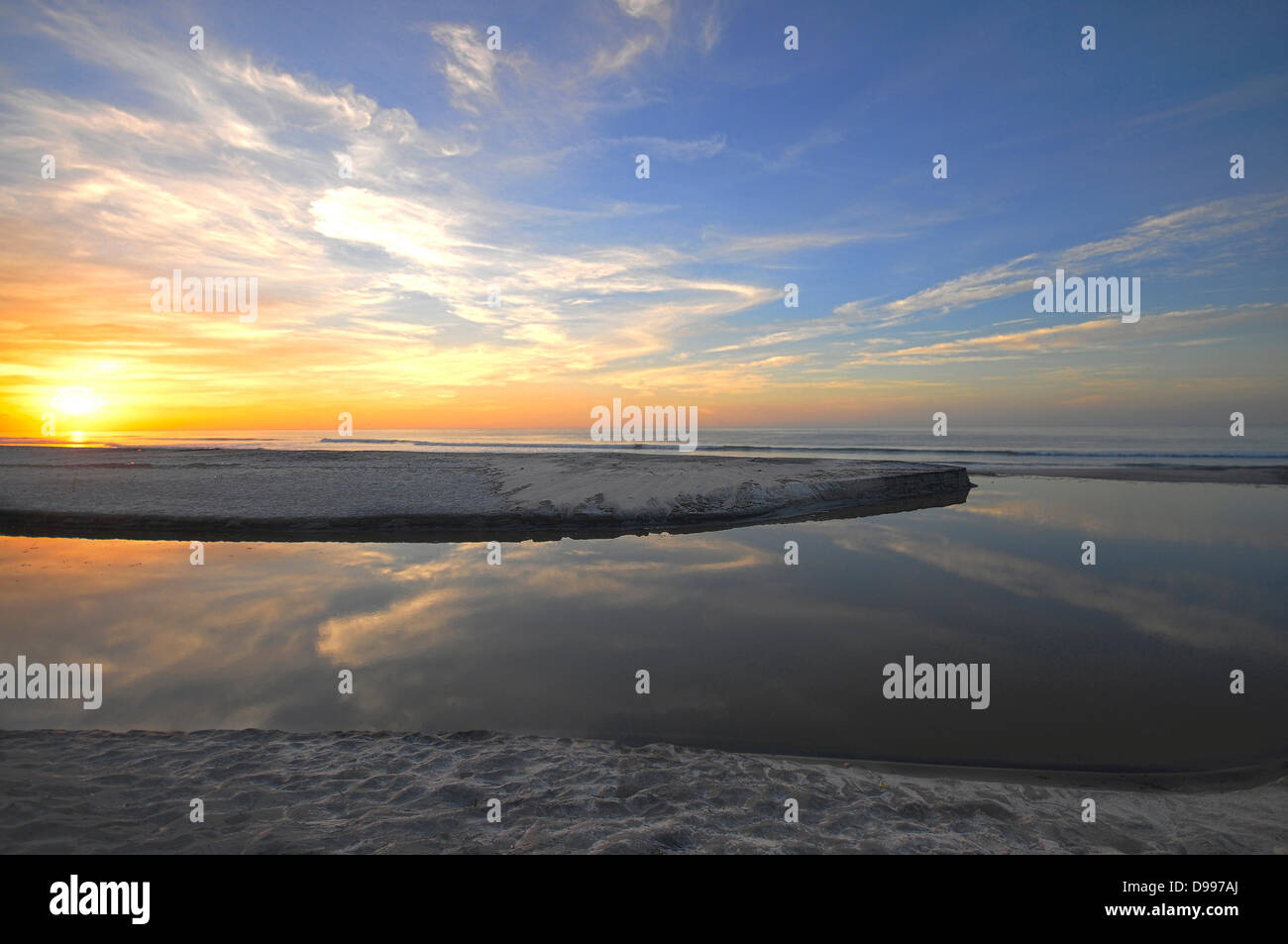 Beautiful sunrise at a deserted beach in the Pacific side of Panama Stock Photo