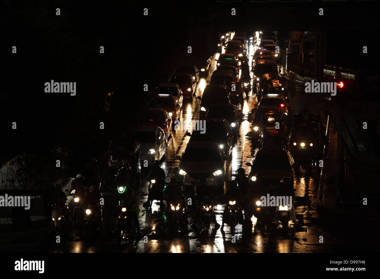 Traffic in Bangkok , the capital city of Thailand at night Stock Photo