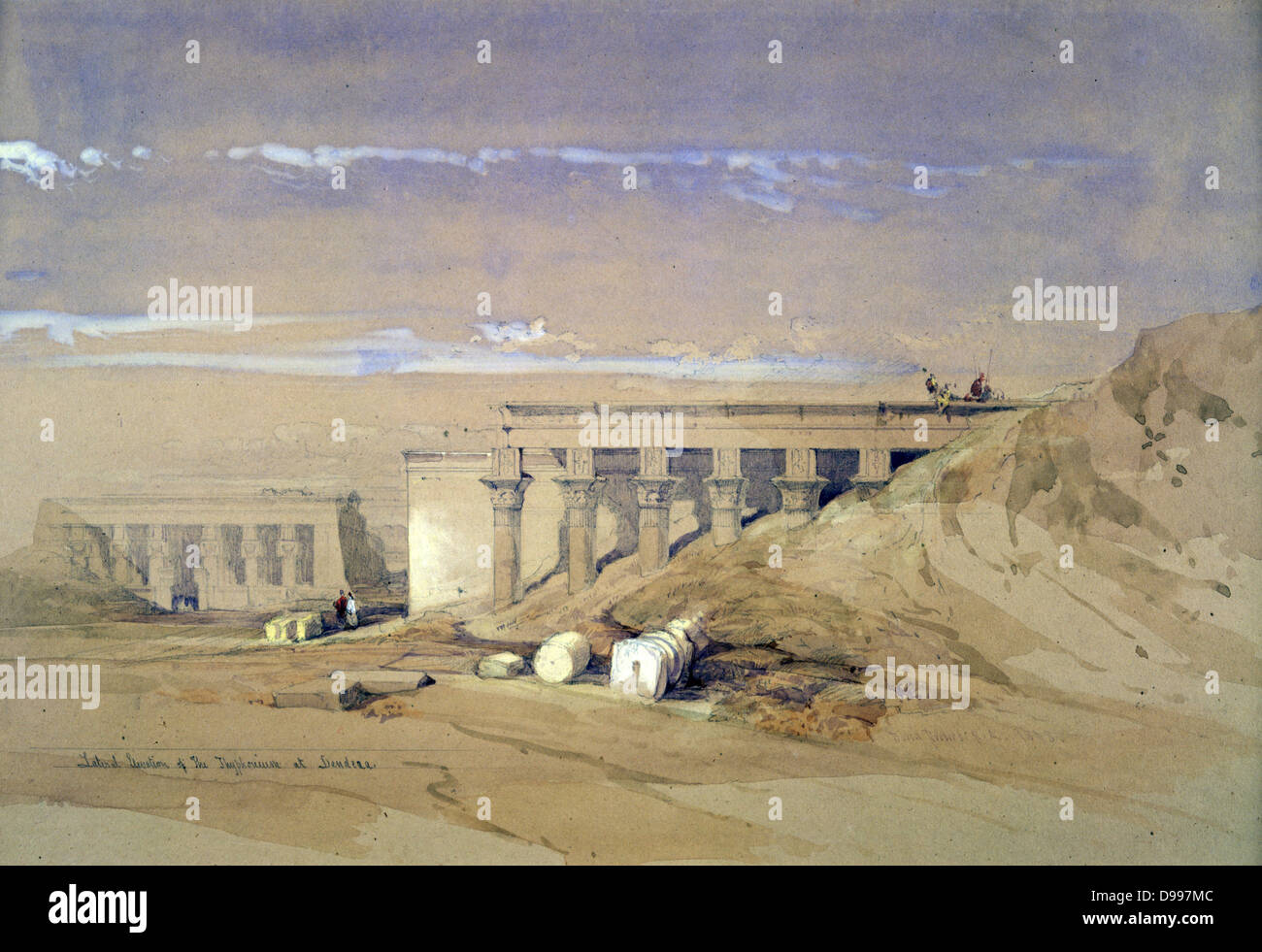 Lateral Elevation of the Thyphonium at Dendera'.; lithograph after watercolour by David Roberts (1796-1864) Scottish artist. Ancient Egypt Archaeology Stock Photo
