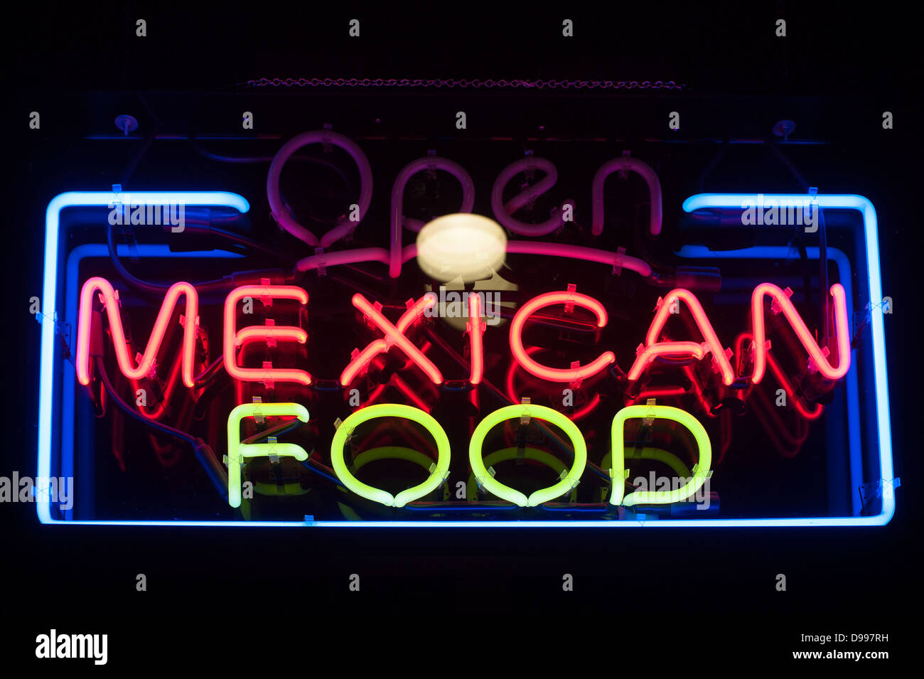 Mexican food restaurant neon sign Stock Photo - Alamy