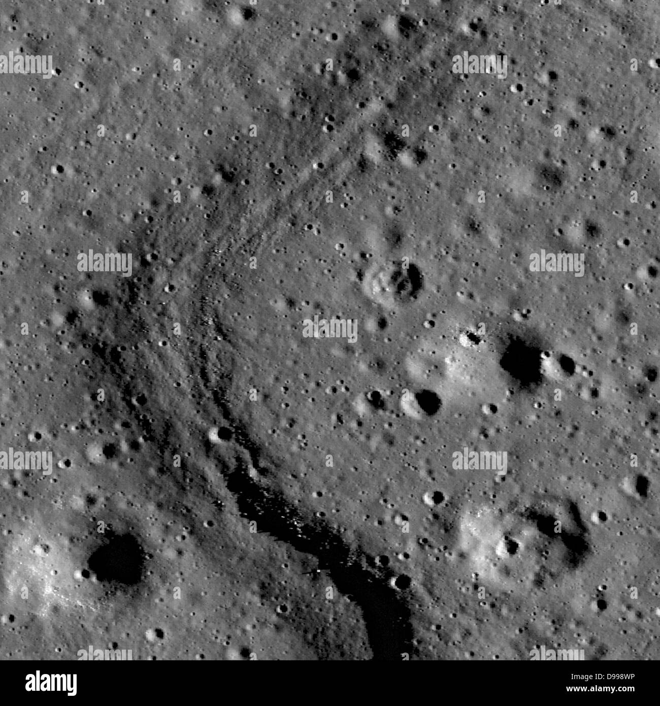 The Apollo Basin, a large double-ringed impact crater in the southern hemisphere of the far side. Stock Photo