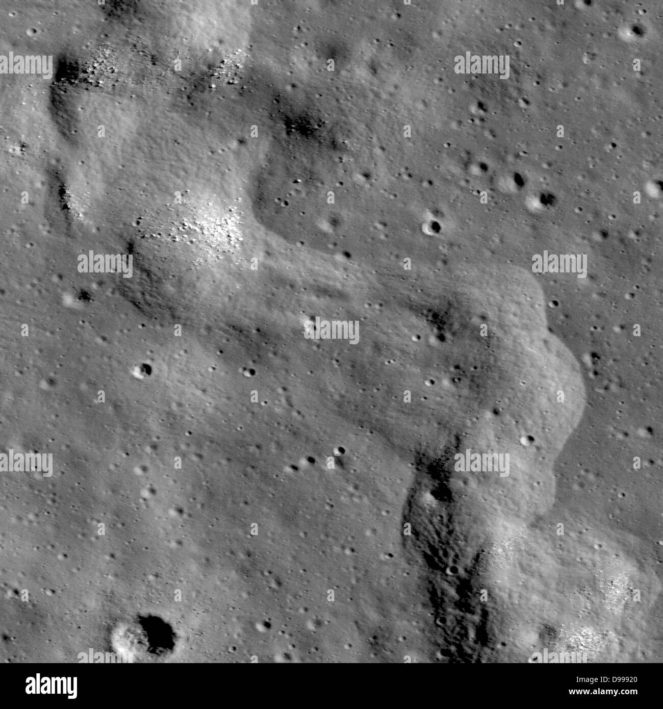 A section of a lobate scarp inside Karrer crater. Stock Photo