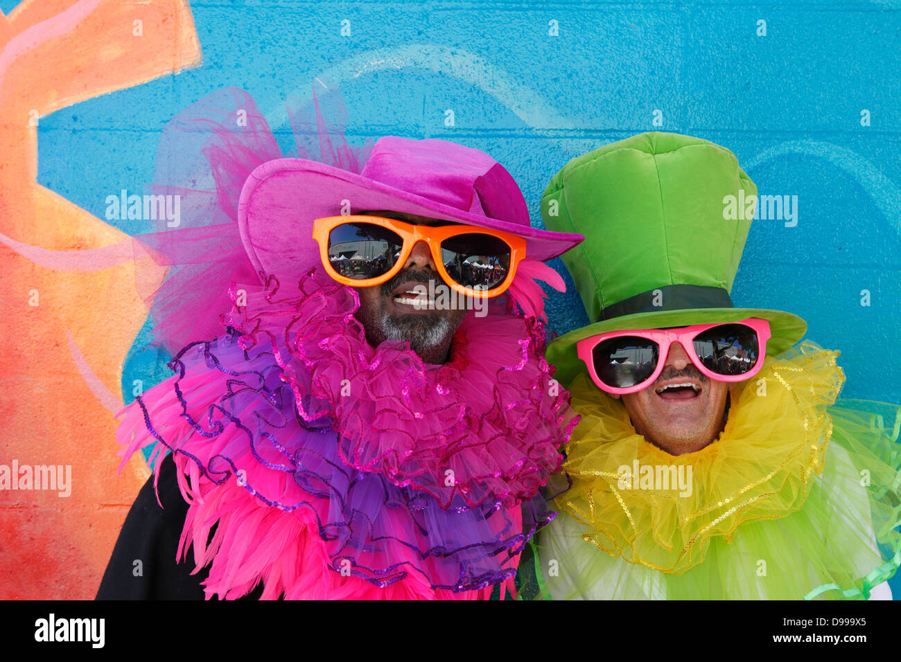 Colorful portrait of Carnaval participants, Mission District, San Francisco, California, USA Stock Photo