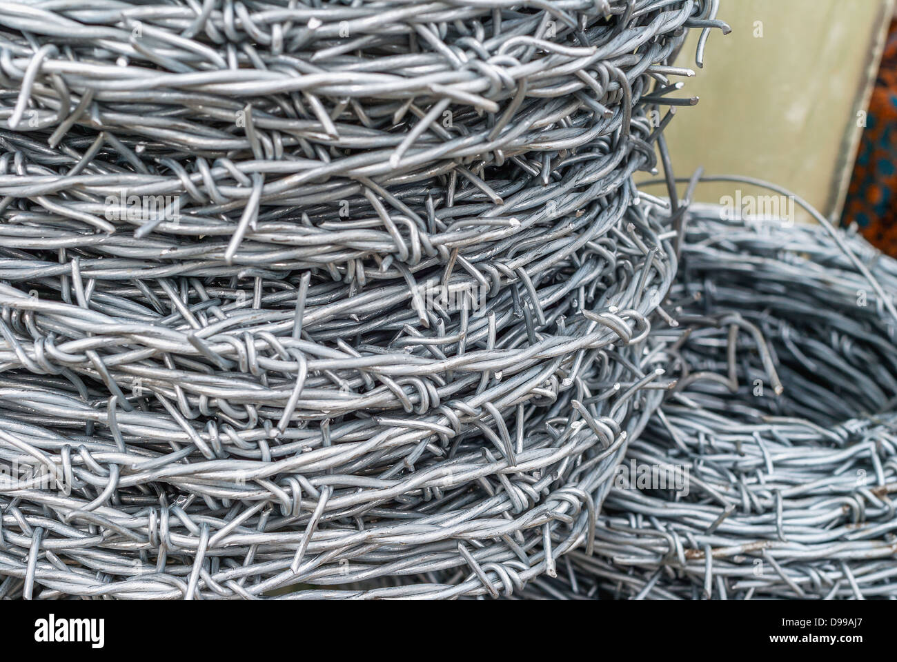 Roll of barbed wire Stock Photo Alamy