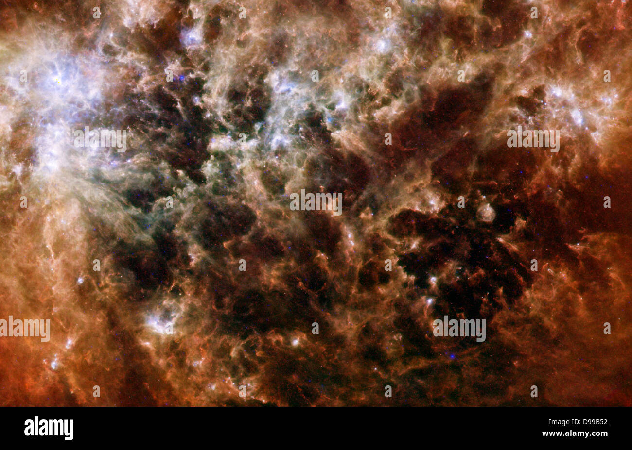 This image shows the Large Magellanic Cloud galaxy in infrared light as ...