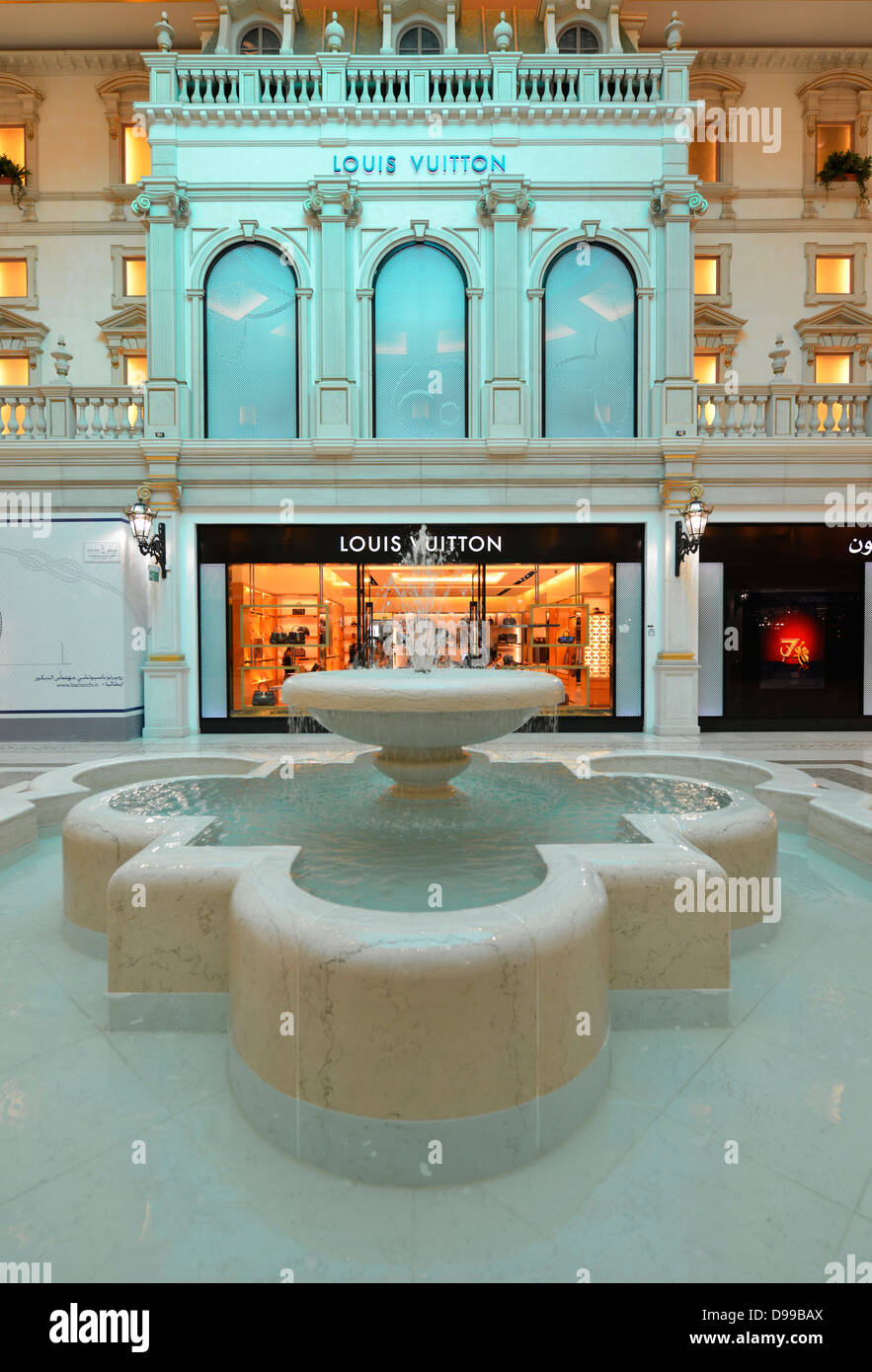 Louis Vuitton, luxury shops, shopping centre Mall in the style Venice, Aspire zone, Qatar, Qatar Stock Photo - Alamy