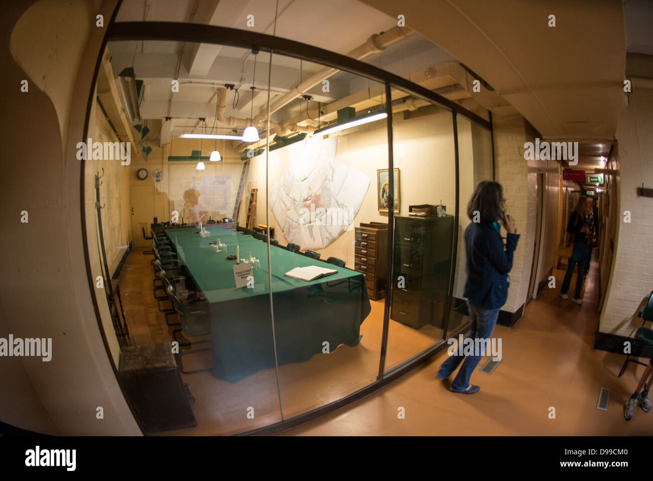 London Uk A Museum Visitor Stands In Front Of The Chiefs Of Staff Conference Room At The Churchill War Rooms In London The Museum One Of Five Branches Of The Imerial