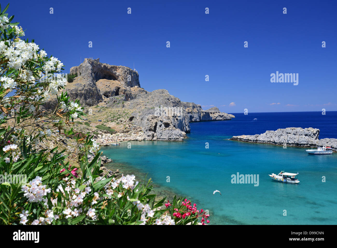 St Paul's Bay, Lindos, Rhodes (Rodos), The Dodecanese, South Aegean ...