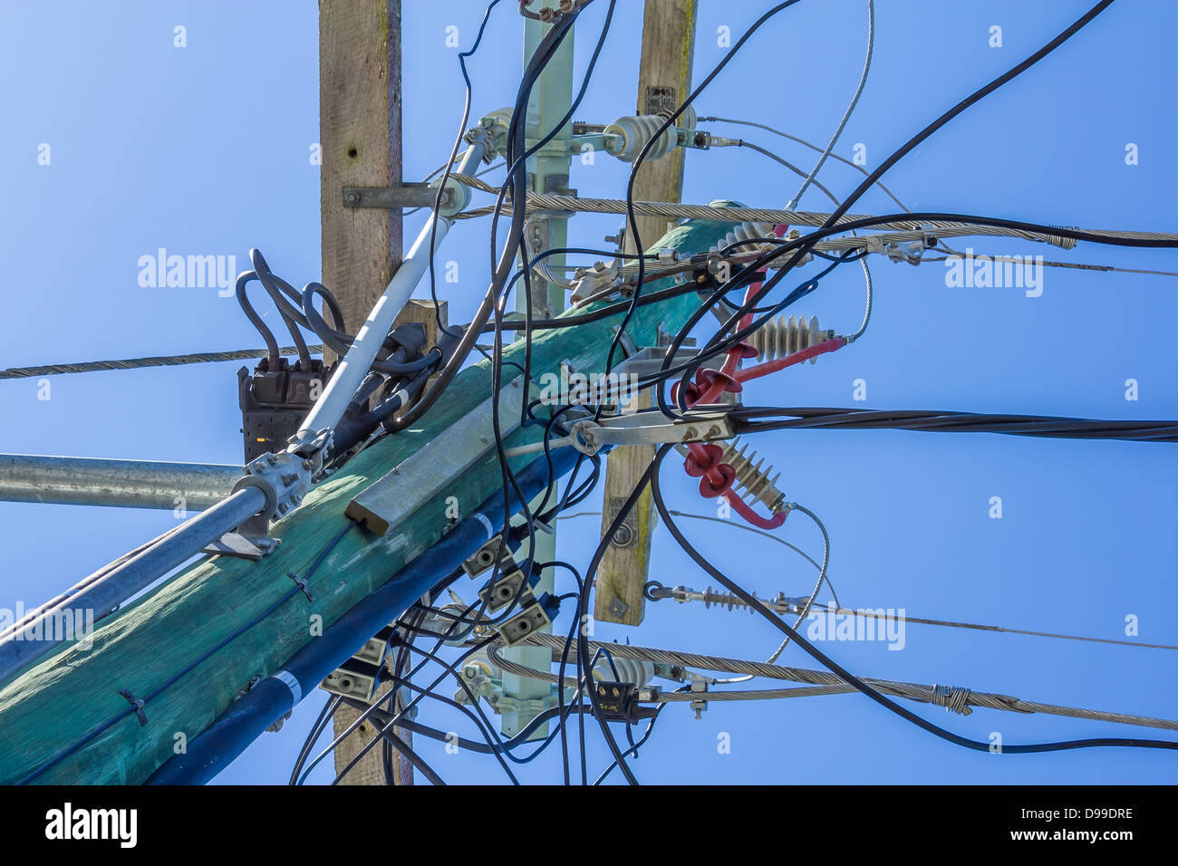 High tension power distribution pole Stock Photo Alamy