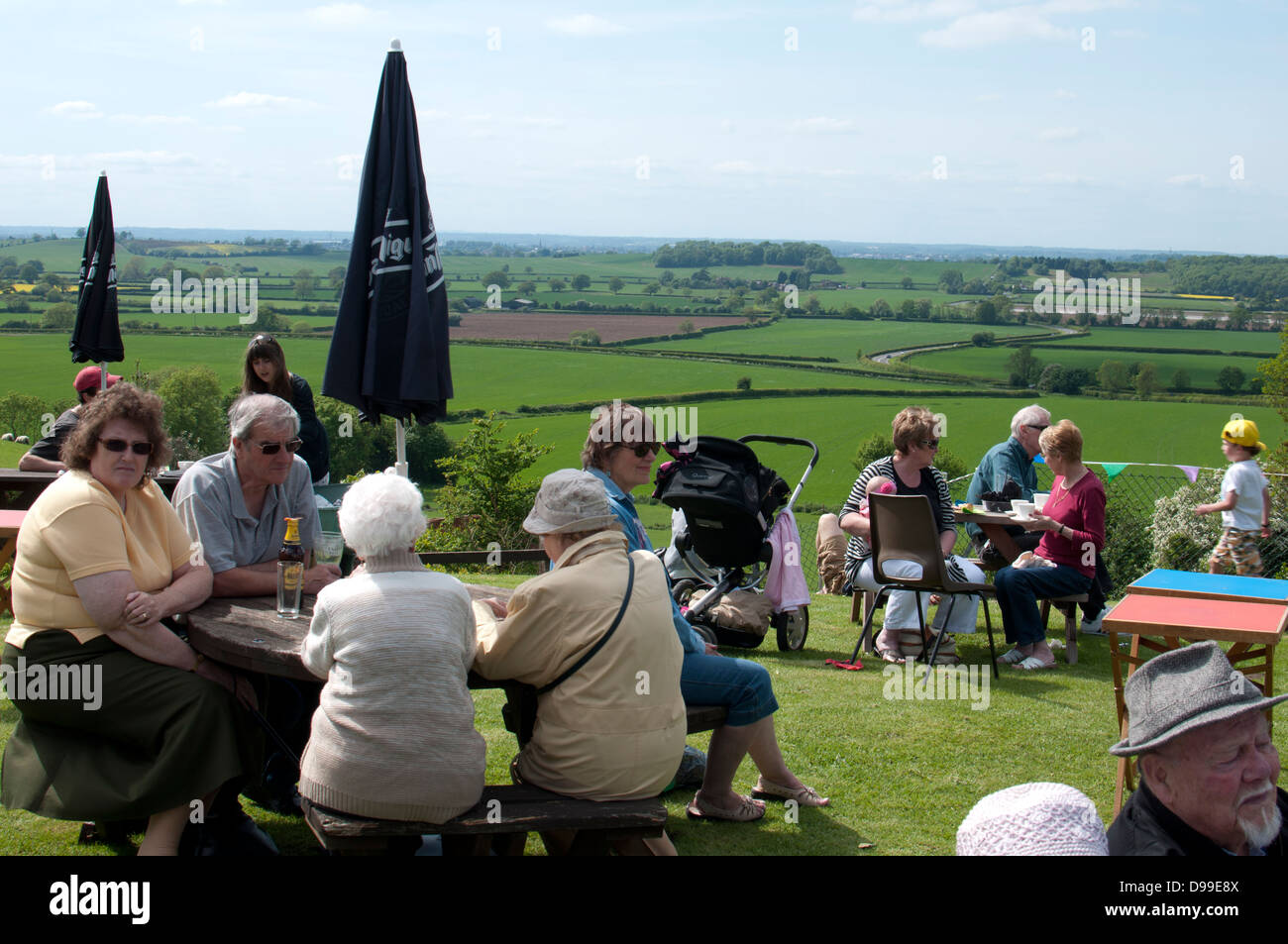 Pub garden with attractive view Stock Photo