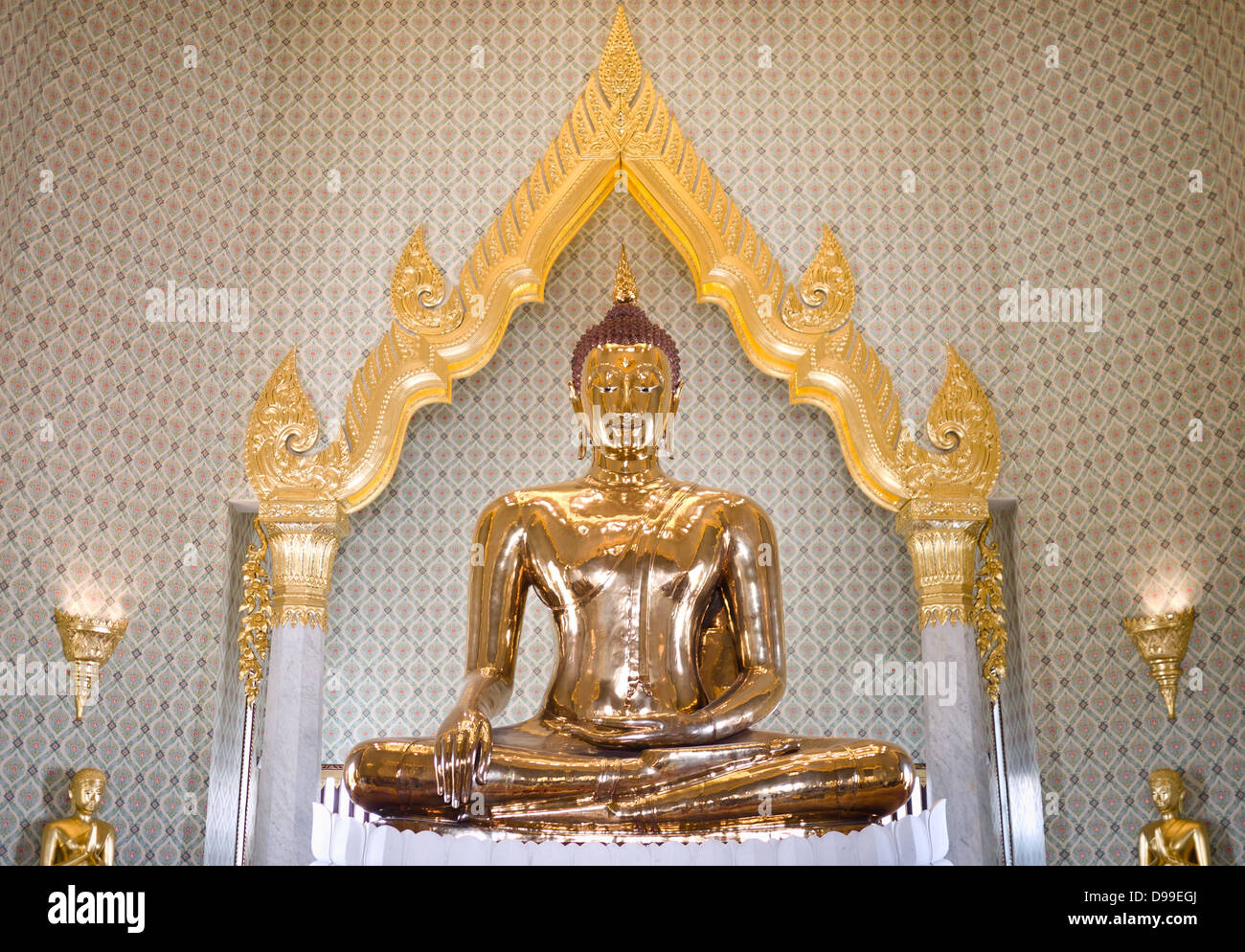 Golden Buddha, three-meters tall and 5.5 tons, made of solid gold from Traimit temple, Bangkok, Thailand. Stock Photo