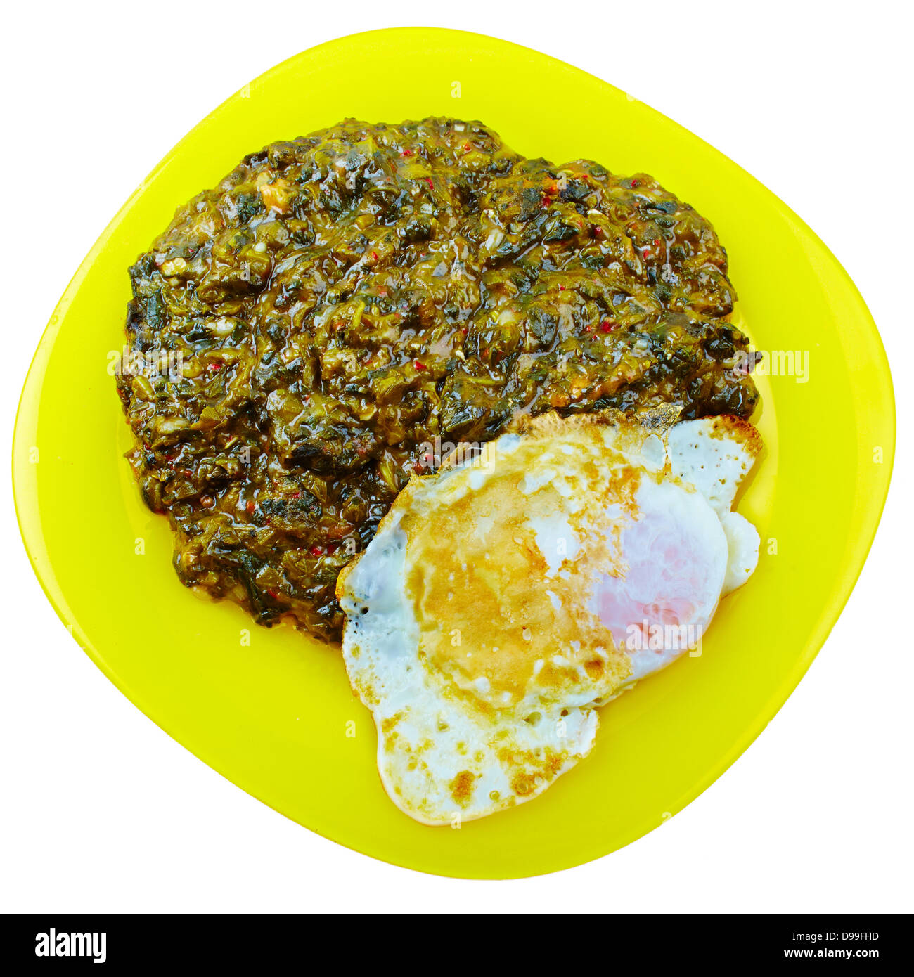 Closeup of a dish with spinach and egg Stock Photo - Alamy
