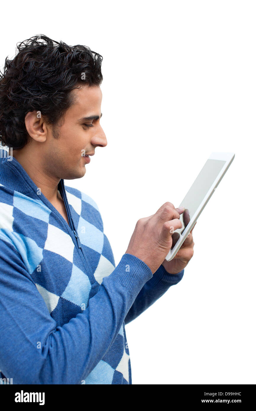 Man using a digital tablet Stock Photo