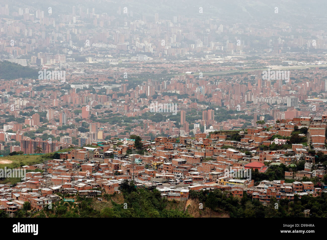Aerial view of Medellin barrios from cable-car, Medellin, Colombia, South America Stock Photo
