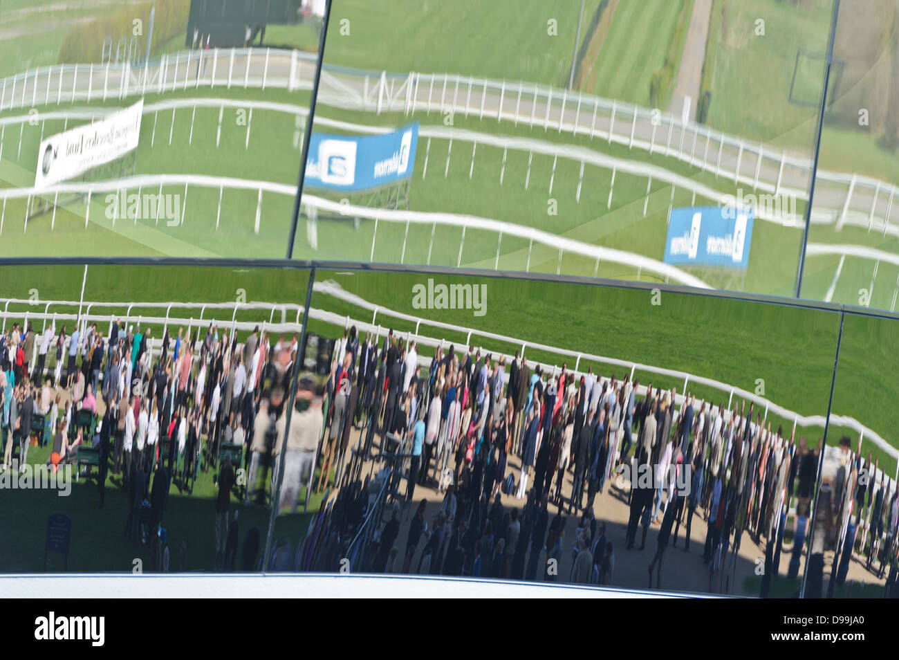 Reflection of the horse racing track, Ascot Racecourse, Ascot, England