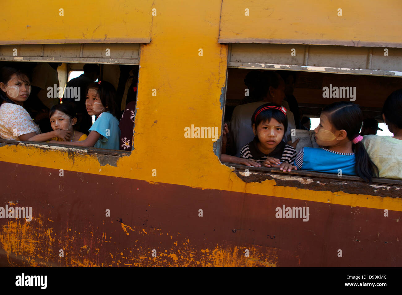 Yangon train passengers Stock Photo