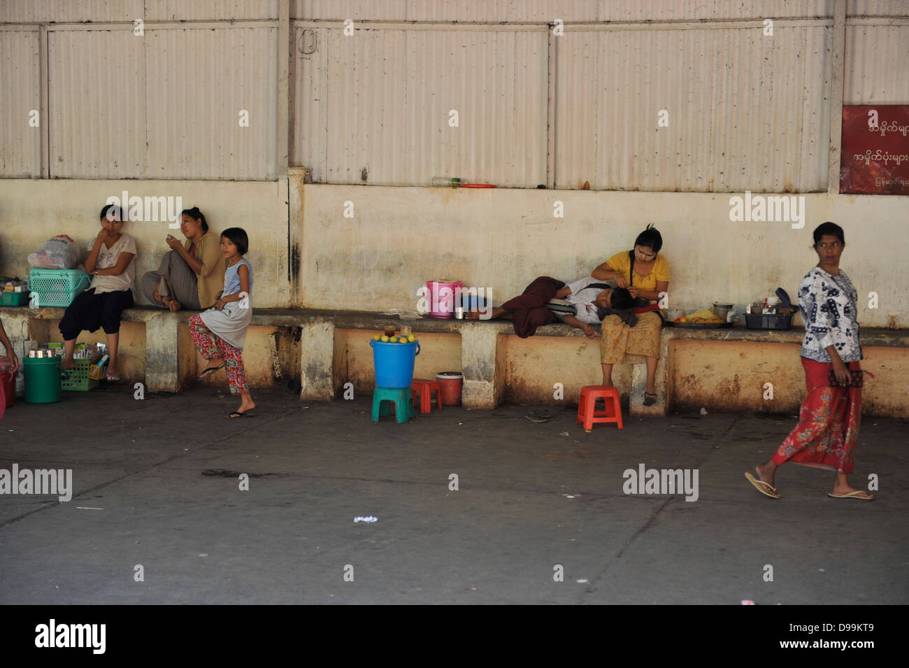 Yangon train station Stock Photo