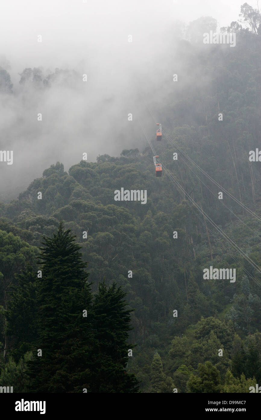 Teleferico (cable car) going up to Monserrate peak, Bogota, Colombia Stock Photo