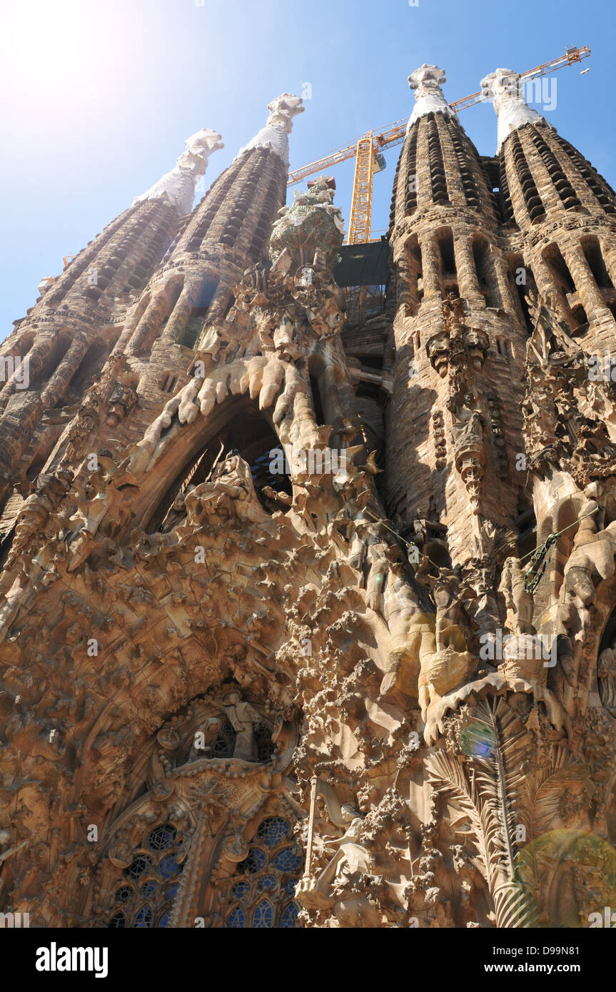 Architectural detail of the Sagrada Familia cathedral in Barcelona