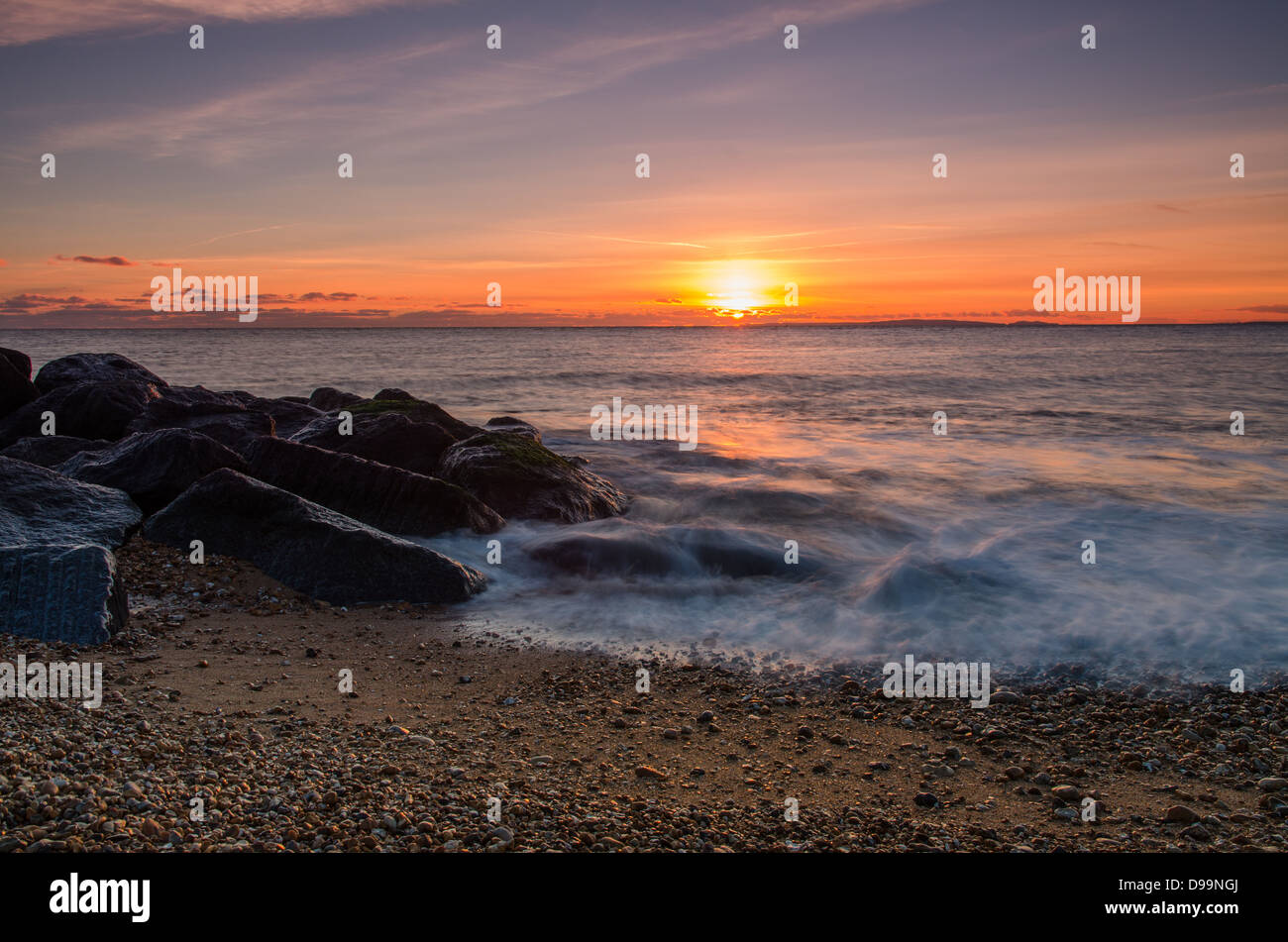 Sunset at Keyhaven, Hampshire, UK Stock Photo