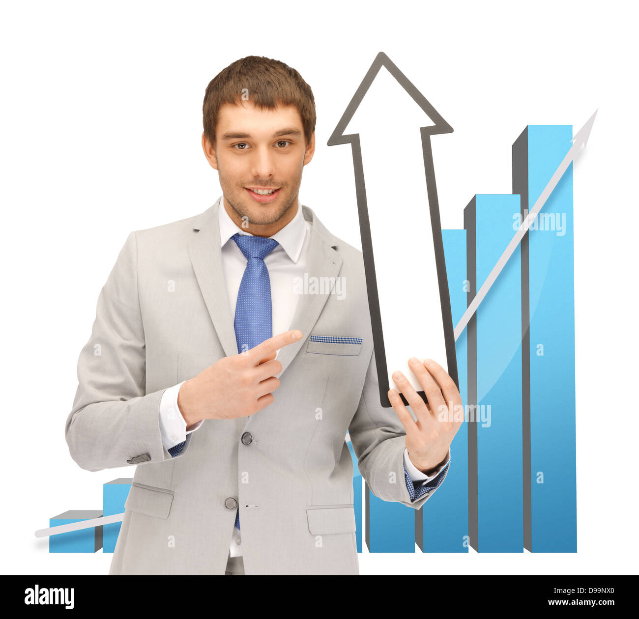 businessman with arrow and 3d chart Stock Photo - Alamy