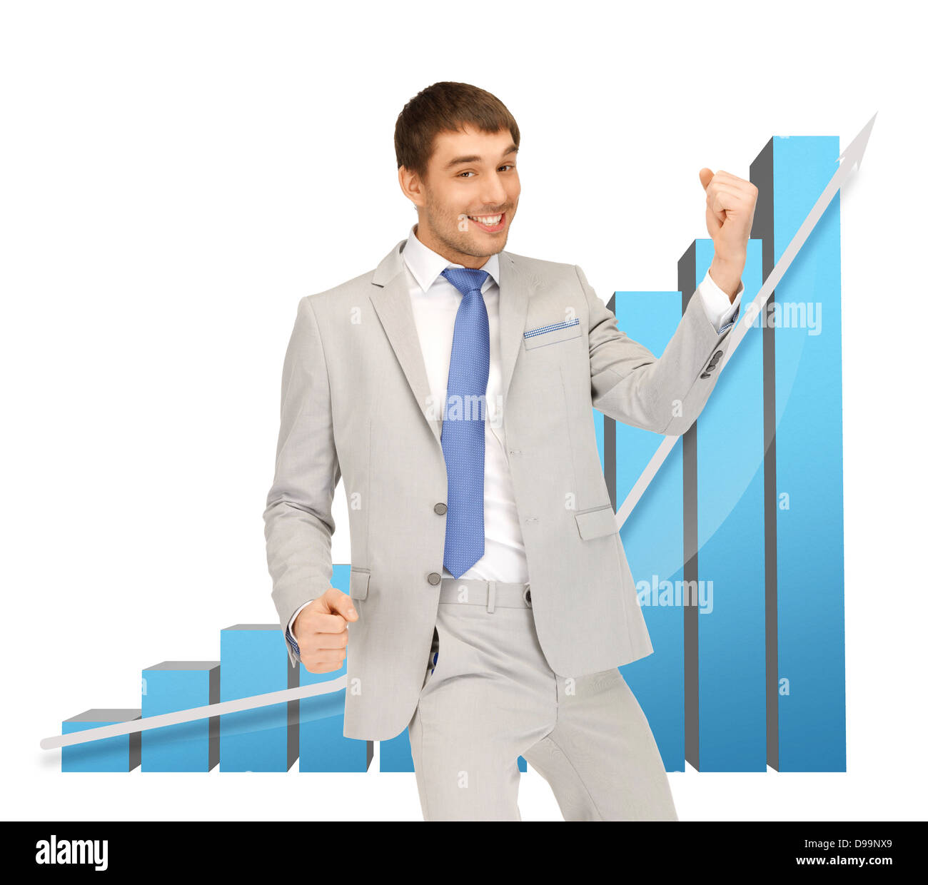 successful businessman with 3d chart Stock Photo - Alamy