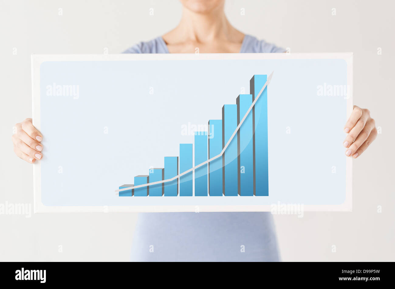 woman holding board with 3d graph Stock Photo