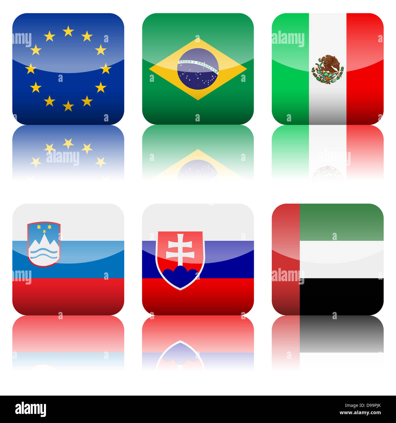 Square national flag set on a white background. Vector illustration ...
