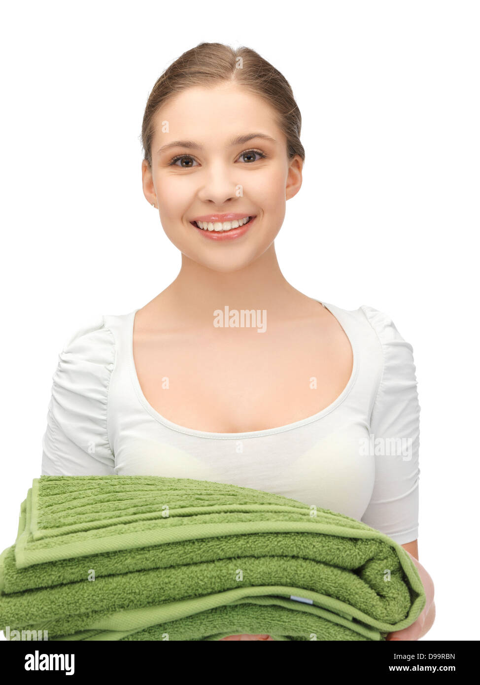 lovely girl with towels Stock Photo Alamy