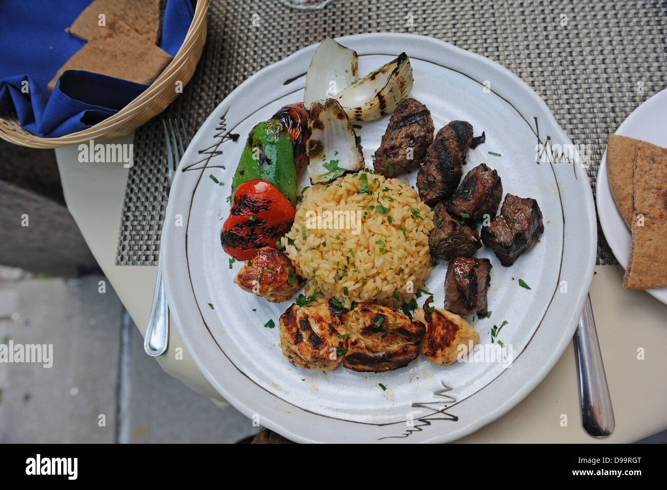 Mixed kabob at Miramar, a restaurant in Battery Park City, a