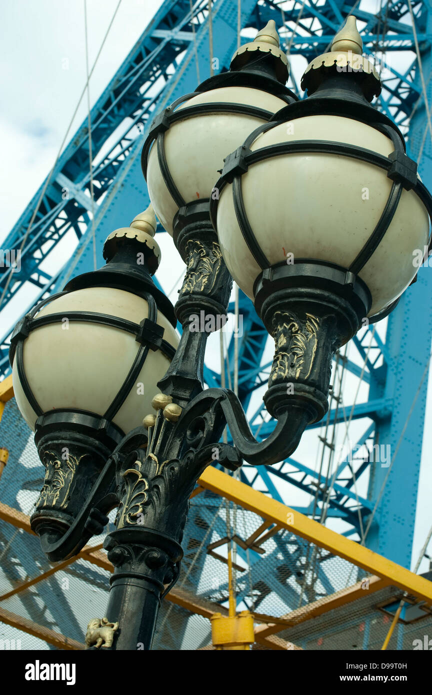 ornamental lamps at the transporter bridge in Middlesbrough Stock Photo