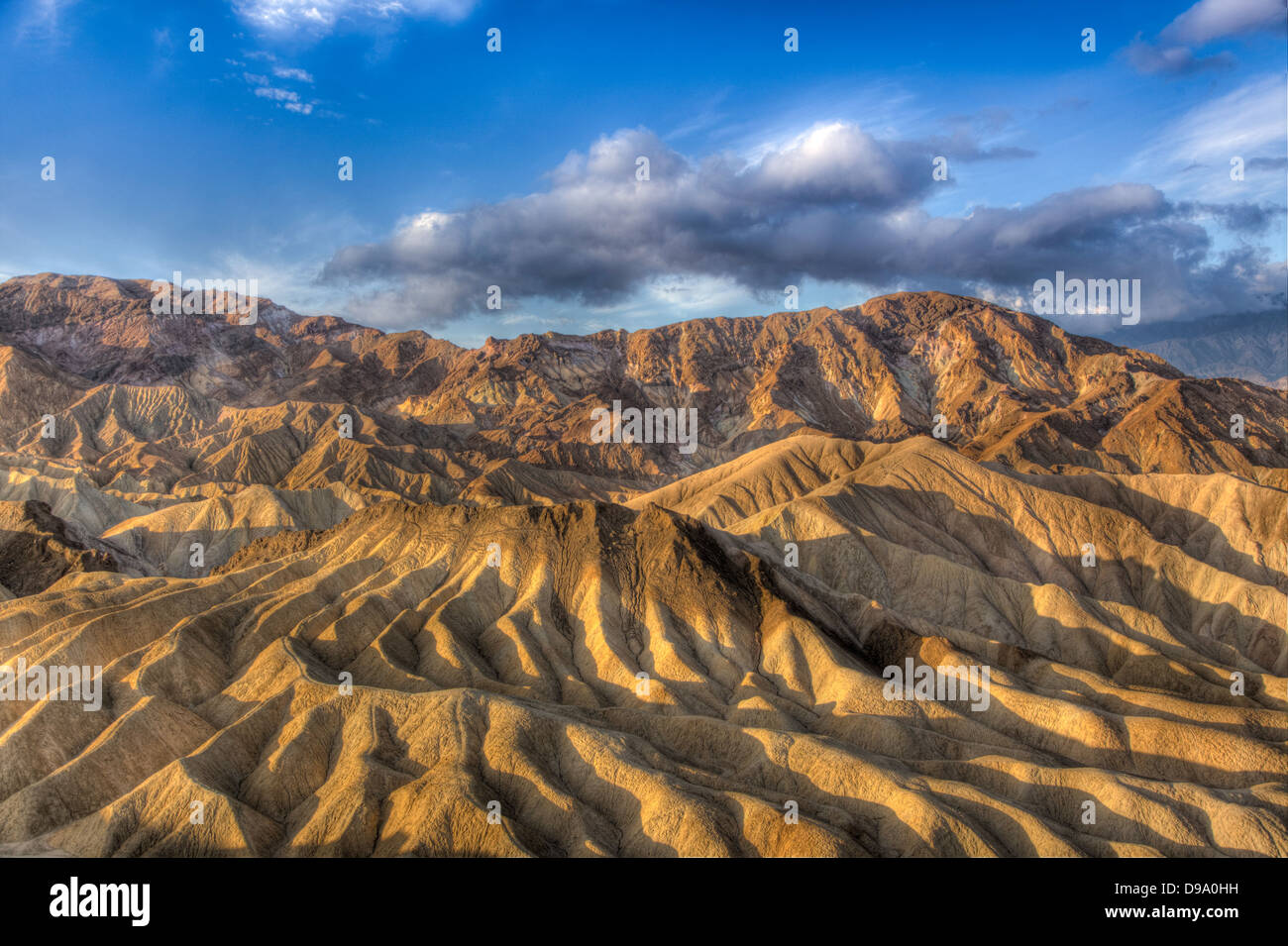 Death Valley, Zabriskie Point. High Dynamic Range Stock Photo