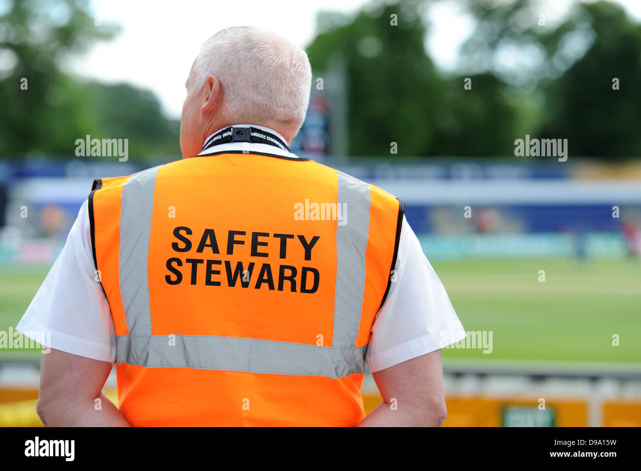 A safety steward seen from behind. Stock Photo