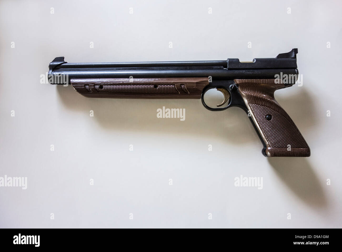 A pellet or BB pistol on a white background. USA. Stock Photo