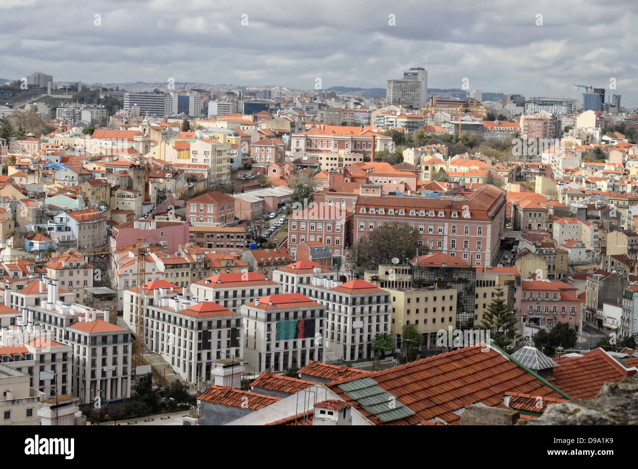 Cluster of buildings of Lisbon city, Portugal Stock Photo