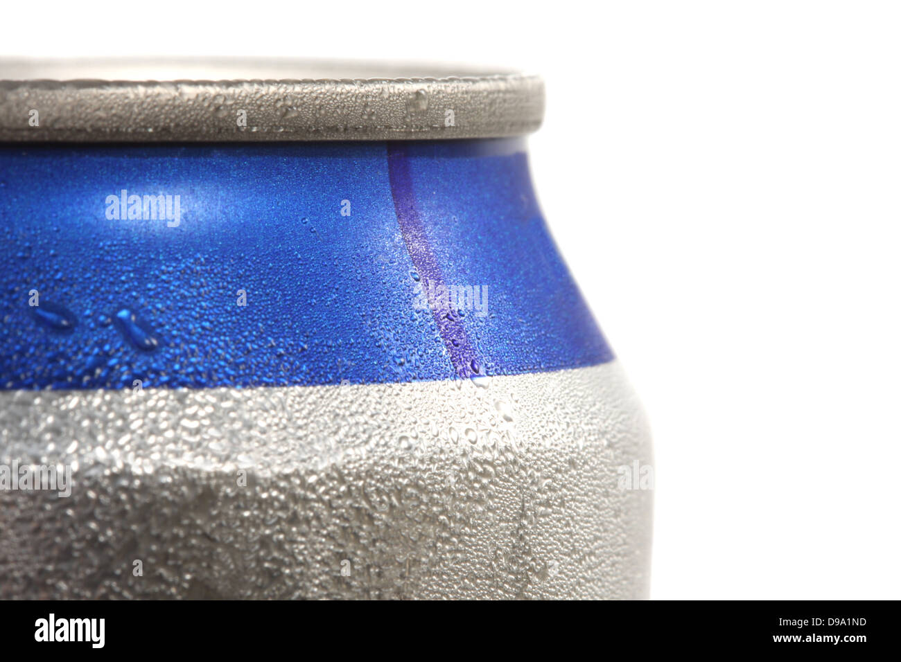 Macro shot of a beer can with condensation Stock Photo