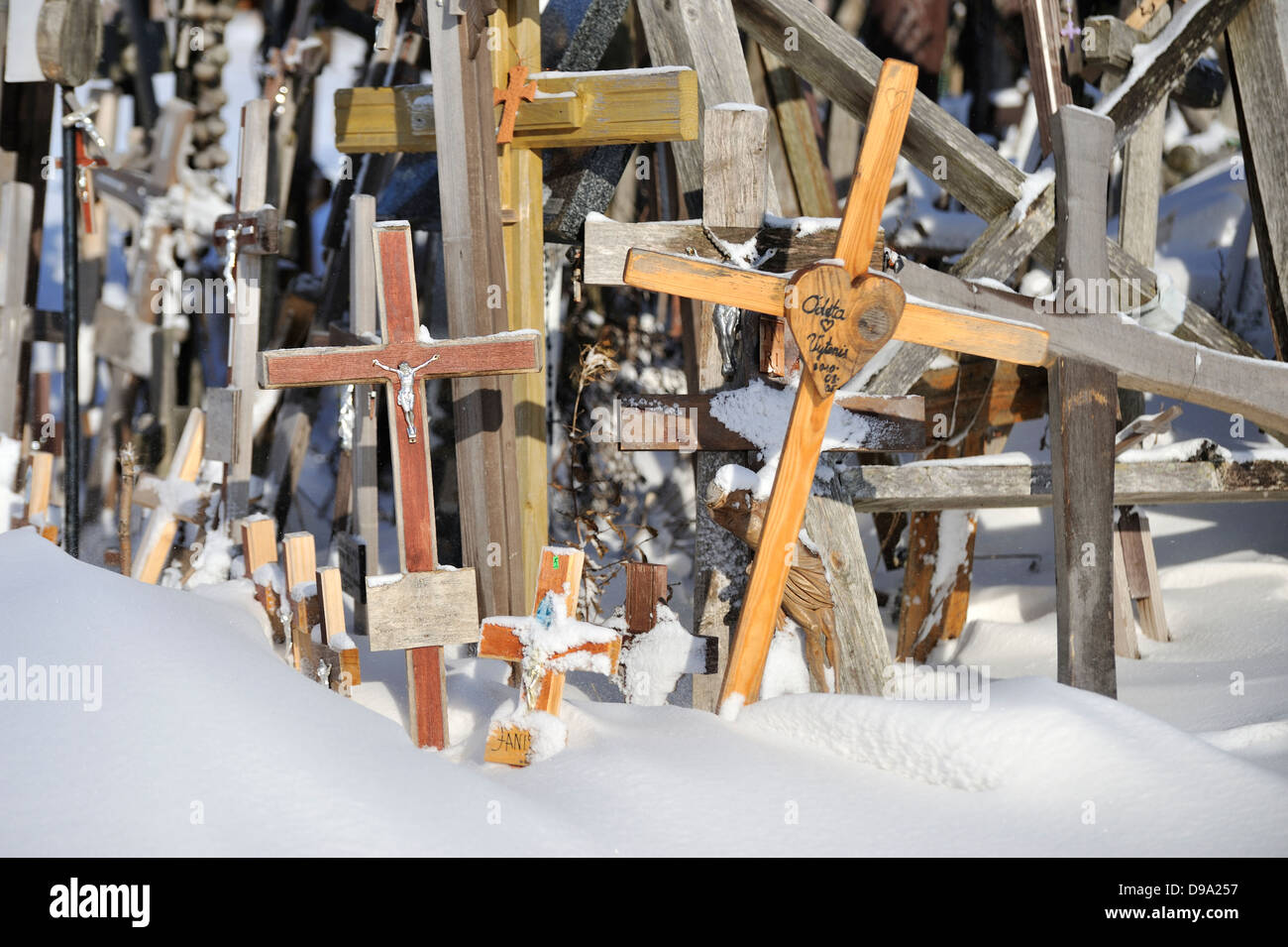 Hill of Crosses (Kryziu Kalnas) near Siauliai, Lithuania Stock Photo