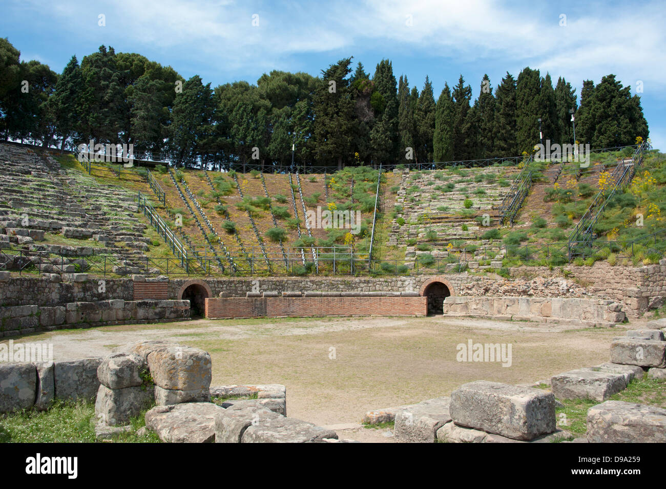 Greek theatre, Tindari, Sicily, Italy , Griechisches Theater, Tindari, Sizilien, Italien Stock Photo