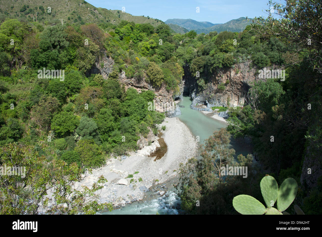 Alcantara canyon, river, Sicily, Italy, Gole dell Alcantara , Alcantara Schlucht, Fluss, Sizilien, Italien, Gole dell Alcantara, Stock Photo