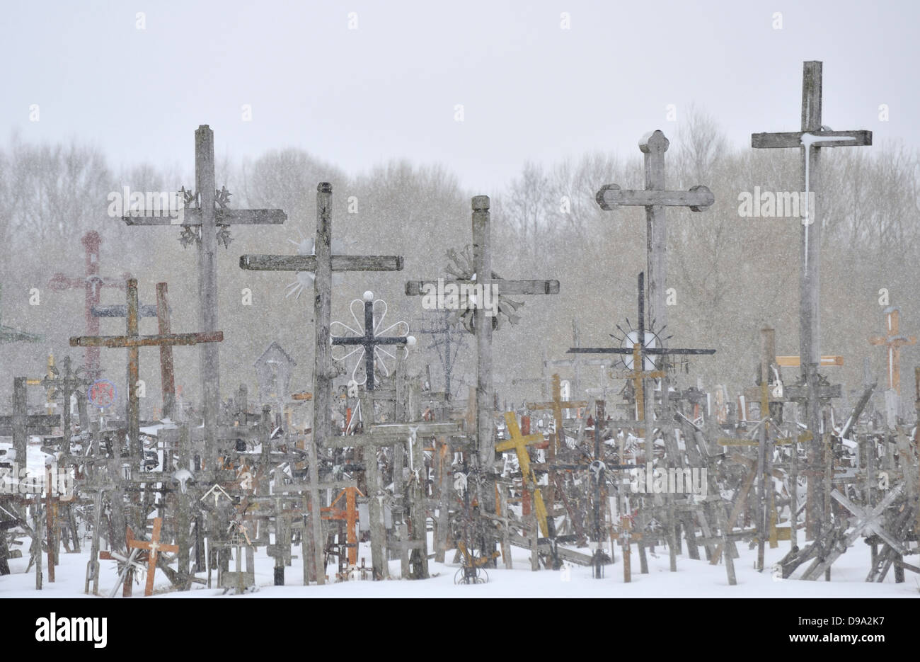 Hill of Crosses (Kryziu Kalnas) near Siauliai, Lithuania Stock Photo